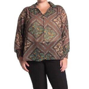 Pleione Multicolor Patterned Blouse